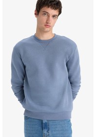 Resim Defacto Regular Fit Bisiklet Yaka Basic Düz Kalın Sweatshirt T3777az25augr171 Gri 