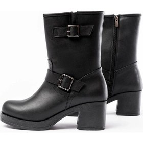 Resim 5109-3043 Siyah Toka Aksesuarlı Fermuarlı Kalın Topuklu Günlük Kadın Bot Çok Renkli 