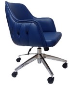 Resim Çalışma Sandalyesi Kapitone Desenli Krom Yıldız Ayaklı Mavi Renkl 