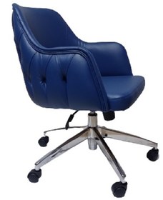 Resim Çalışma Sandalyesi Kapitone Desenli Krom Yıldız Ayaklı Mavi Renkl 