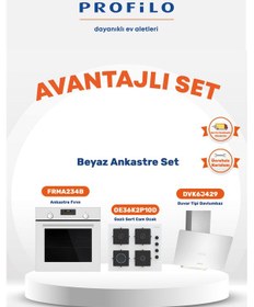 Resim Profilo FRMA234B - OE36K2P10D - DVK6J429 3'lü Beyaz Cam Ankastre Set 