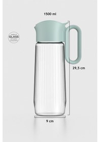 Resim Renga Luvia 1500 Ml Cam Gravürlü Sürahi 111034 Yeşil 