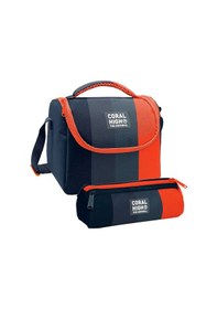 Resim Coral High Erkek Çocuk Siyah Turuncu Renkli Çizgili Thermo Beslenme Çantası Ve Üç Bölmeli Kalemlik Seti Çok Renkli 