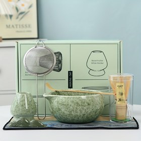 Resim 7 parça Matcha Seramik Seti, Bambu Çırpıcı, Süzgeç ve Çırpıcı Tutucu ile - Zarif Yeşil Tasarım, Babalar Günü, Anneler Günü, Şükran Günü, Sevgililer Günü ve Daha Fazlası İçin Mükemmel Hediye - Matcha ve Kahve Hazırlığı İçin İdeal, Çay Hazırlığı Temelleri | Zarif Matcha Seti | Şık Bambu Aksesuarları, Matcha Kiti 