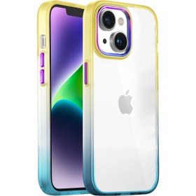 Resim Buff Iphone 14 Plus Air Bumper Rainbow Kılıf Yellow Green 