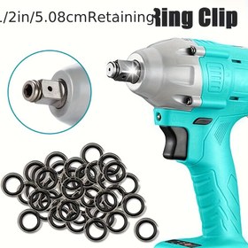 Resim 20 adet Paslanmaz Çelik Tutma Halkası Kelepçe, Kauçuk Kılıf, Anti-Çıkar O-Ring Kılıf, Darbe Anahtarları için Uygun, 1/2 İnç Sürücü ile Uyumlu 