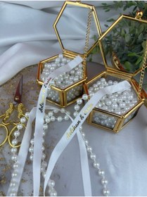 Resim Dökülmeyen İncili Nişan Kurdelesi - Kişiye Özel Yaldız Baskılı 