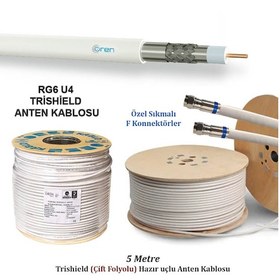 Resim Ören Rg6U4 Trishield 5 Metre Hazır Anten Kablosu 
