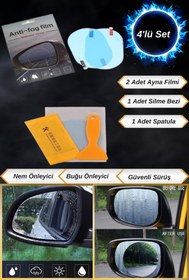 Resim Hane Dostu 4 Parça Araç Ayna Yağmur Kaydırıcı ve Cam Buğu Önleyici Film Seti 