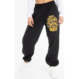 Resim Bluu Unisex Mevsimlik Kumaş Elastik Bel Baskılı Joggers Pantolon Eşofman Altı Siyah 