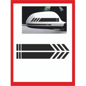 Resim Araba Aynası Için Şerit Sticker - Oto Sticker - Araba Sticker - 20CM x 2,5 cm 2 Adet 