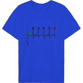 Resim Kuclut Erkek Motosiklet Vites 1n23456 Kalp Atışı Ekg Baskılı Kısa Kollu T-shirtpembe 