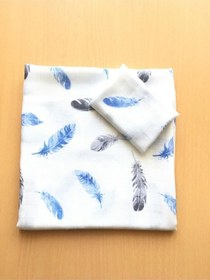 Resim Müslin %100 Organik Pamuk Kumaş Örtü Battaniye 100x100cm+ Ağız Mendili Hediyeli Mavi 1 Mavi 1 Mavi 