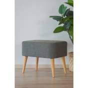 Resim Semya Home Ahşap Ayaklı Keten Retro Puf & Bench 