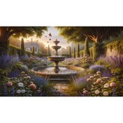 Resim Venspor Romantik Çiçek Bahçesi ve Çeşme ile Vintage Arkaplan 200x150cm Fon Duvar Örtüsü 