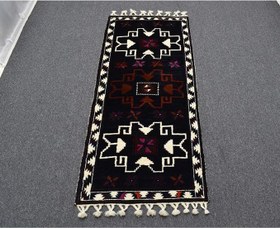 Resim Zehra Abla Halı Yeni El Dokuma Ihtişamlı Nadir Güzellikte Şavak Yolluk Yün Halı 5329 Lacivert-80 x 180 