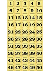 Resim Kapı, Masa, Dolap Numarası Metal Yapışkanlı Altın Rengi 1-50 