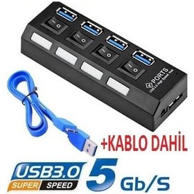 Resim 4 Port Usb 3.0 Hub Çoklayıcı Usb Çoklayıcı 4 Lü Usb 3.0 