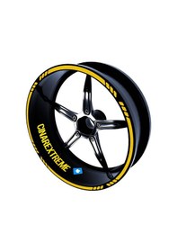 Resim Moto Rider 4'lü Sticker Seti Reflektif Sarı İç Dış Jant Şeridi Kask Ve Çamurluk Çınar Extreme 