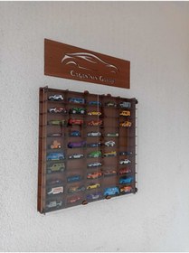Resim CrDesign Pleksi Kapak Oyuncak Araba Rafı, 1/64 Ölçekli Ahşap Araba Rafı 