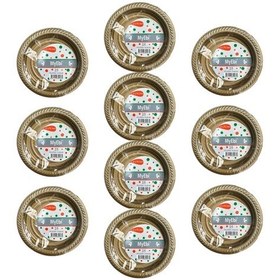 Resim My-ebi Altın Renkli Parti Davet Plastik Tabak - 17 Cm. - 25 Adetlik 10 Paket Altın 