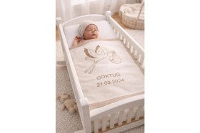 Resim Osmanlı Triko Bebek Battaniyesi - Kişiye Özel Isimli Battaniye - Triko Bebek Battaniyesi -Hediyelik Battaniye 