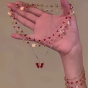 Resim 1 Set Şık Charm Çok Katmanlı Kelebek Kolye ve Bileklik Seti, Seksi Stil, Taşlı Süslemeler, Çinko Alaşımlı, Kaplama ile, Günlük Giyim ve Hediye Verme Durumları için 