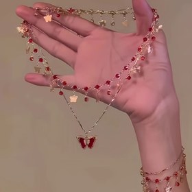 Resim 1 Set Şık Charm Çok Katmanlı Kelebek Kolye ve Bileklik Seti, Seksi Stil, Taşlı Süslemeler, Çinko Alaşımlı, Kaplama ile, Günlük Giyim ve Hediye Verme Durumları için 