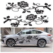 Resim 2 Adet / Takım D-545 Gül Desenli Araba Modifiye Dekoratif Etiket Mavi 