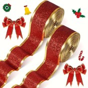 Resim 2 Rulo Noel Tel Kenarlı Kurdele, Kırmızı Kurdele 5 Yarda 1.5 İnç Genişliğinde, Dayanıklı ve Çok Yönlü El Yapımı Noel Kurdelesi, Tatil Süslemeleri, Noel Ağacı Kurdelesi, Noel Hediye Paketleme, Çiçek Düzenlemesi, Fiyonk için Kullanılır 