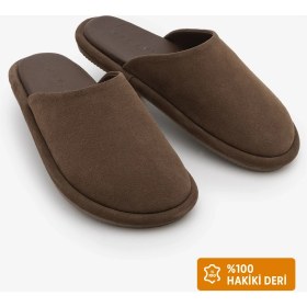 Resim Marjin Kadın Hakiki Deri Önü Kapalı Sabo Günlük Terlik Luges Kahve Süet 