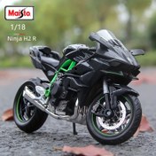 Resim Kawasaki H2 R Ninja 1:18 Ölçekli Döküm Motosiklet Modeli - Hobi Tutkunları İçin Koleksiyonluk Oyuncak, Kış İçin Siyah 