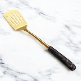 Resim Mermer Desenli Saplı Paslanmaz Çelik Spatula, 304 Kalite 18/10, Rengi, Servis Sunum Spatulası 