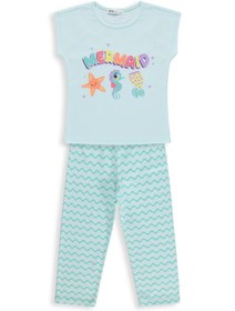 Resim Civil Girls Mermaid Baskılı 2-5 Yaş Pijama Takımı - Yeşil - Açık Mint / 5-6 Yaş 