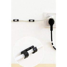 Resim Gampus Yapışkanlı 20'li Şeffaf Kablo Klipsi, Sabitleyici ve Düzenleyici, Kablo Organizatörü 