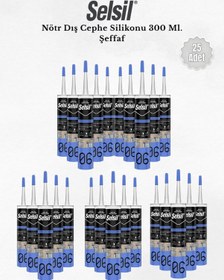 Resim Selsil Nötr Dış Cephe Silikonu Seffaf 300 Ml. - 25 Adet Şeffaf 