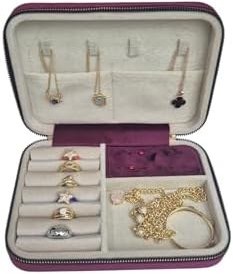 Resim Büyük Boy (14×21) Kadife Düzenleyici Takı Saklama Kutusu Seyehat Çantasi Ahşap Kasa 