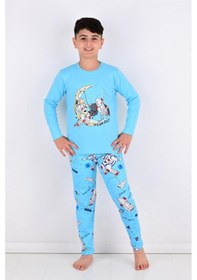 Resim Vitmo Far Out Uzun Kollu Erkeke Çocuk Pijama Takımı Mavi 