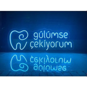 Resim "gülümse Çekiyorum" Neon Tabela, Dentist, Diş Kliniği Sihirli Işık 90x38cm Renkli 