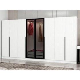 Resim Kale Plus 8 Mebran Kapaklı 2ç Dolap Beyaz Mebran Füme Cam 210cm Beyaz 