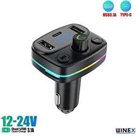 Resim Winex M44 FM Handsfree Bluetooth Modülatör MP3 Player Type-C Çıkışlı Araç Şarj Aleti 