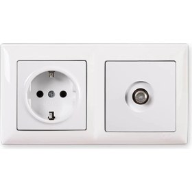 Resim Visage Beyaz 2&apos;li Set Topraklı Priz ve Telefon Nümeris Cat3 Set 