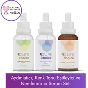 Resim Pure choice aydınlatıcı renk tonu eşitleyici ve nemlendirici bakım seti (c vitamini + leke karşıtı + ha serum) 