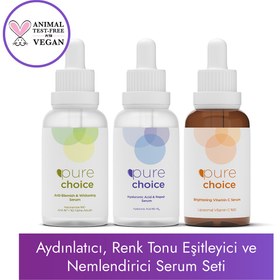 Resim Pure choice aydınlatıcı renk tonu eşitleyici ve nemlendirici bakım seti (c vitamini + leke karşıtı + ha serum) 