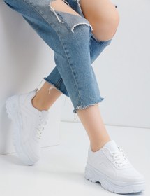 Resim Devida Kadın Beyaz Spor Ayakkabı 6 Cm Yüksek Rahat Air Taban Günlük Sneaker GX401 