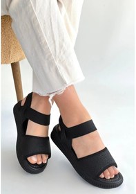 Resim Biçomi Jake Siyah Hasır Cilt Sandalet Çok Renkli 