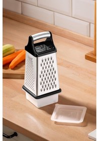 Resim Nehir Paslanmaz Çelik Kare Hazneli Rende Gümüş 