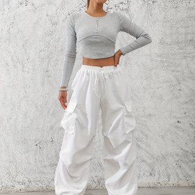 Resim Kadın Moda Renkli Polyester Kargo Pantolon, %100 Polyester, Tüm Mevsim, Kordonlu Bel, Dokuma, 120g/m², Yetişkin Kaza Elegant Pantolon 