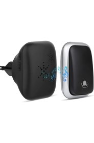 Resim Kablosuz Kapı Zili, Pilsiz Kablosuz Zil,kapı Zili Uzaktan Kumandalı,zil, Kablosuz Ev Zili Seti, Su Geçirmez, Kablosuz Ev Zili, 500 Metre Menzil, 38 Zil Sesi, 4 Ses Seviyesi ve LED Flaş, Siyah 