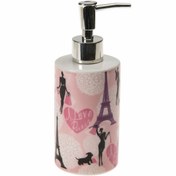 Resim Genel Markalar SERAMİK SIVI SABUNLUK KIZLI PARİS DESENLİ 7X7X18CM 320ML BANYO SETİ 